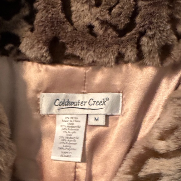 Coldwater Creek Cream Teddy Jacket with Leopard Accents - Picture 2 of 13
